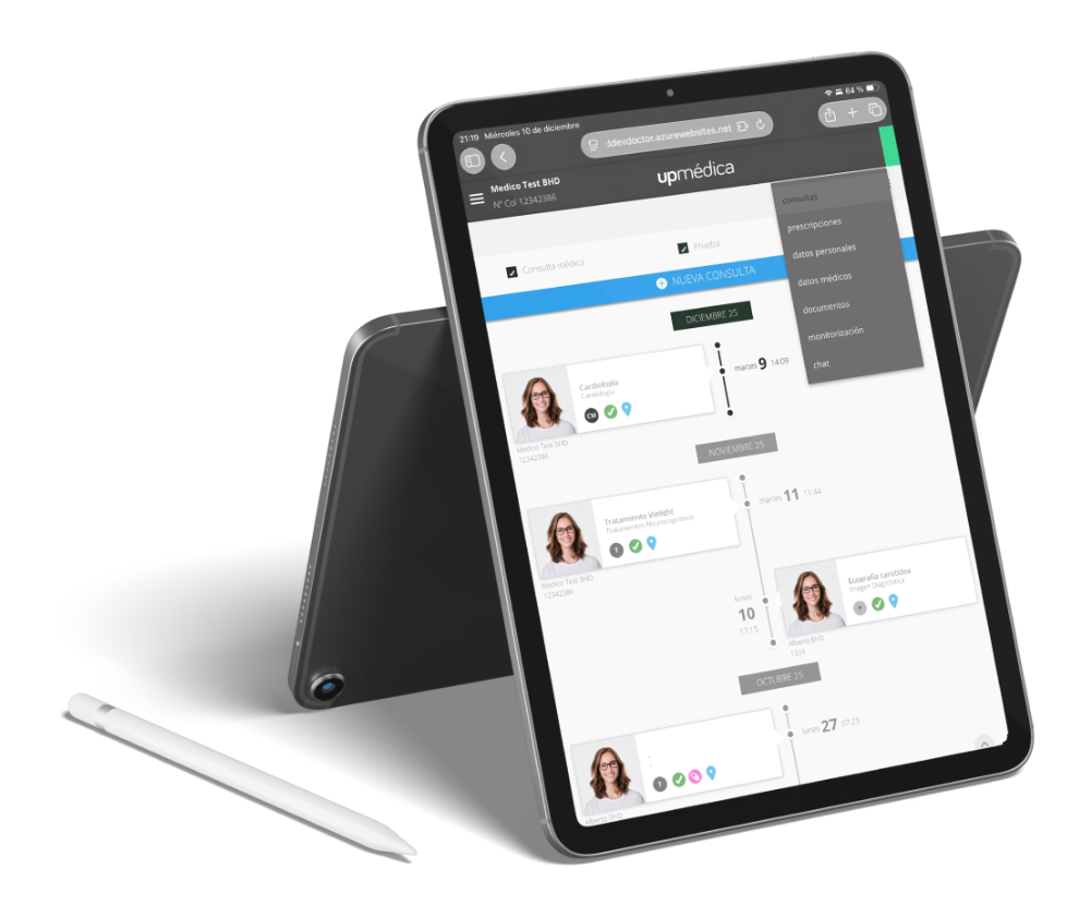 Portal de salud del usuario en tablet